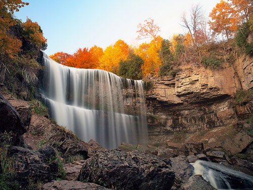 Waterfall in Fall, taken using a neutral density filter