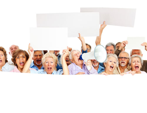 Stock Photo of seniors with placards from iStock