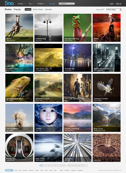 Popular Photos page on 500px.com