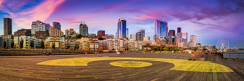 Sunset panoramic view from Pier 62/63