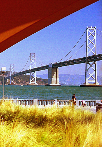 San Francisco - Oakland Bay Bridge framed from Cupid Sculpture