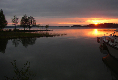 Sunset over lake, Ekerö, Sweden