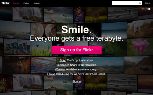 Flickr signup page