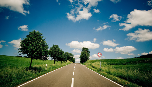 Road leading off into the distance creating converging lines