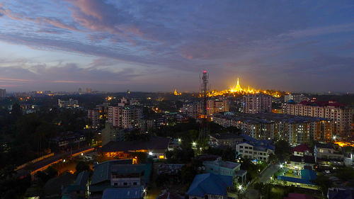 View from Golden Hill Towers (long exposure), Yangon Myanmar with Leica D-Lux 5