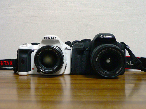 Pentax K-x and Canon 500D DSLR cameras