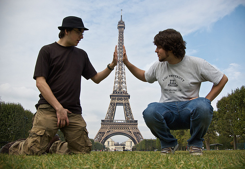 Crushing the Eiffel Tower - forced perspective trick photo