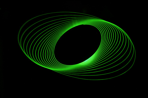 Green oval physiogram light painting