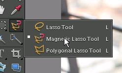 Magnetic Lasso tool in the tool palette of Photoshop Elements