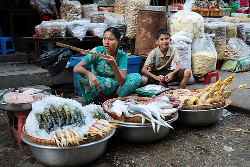 Street photograph of a market
