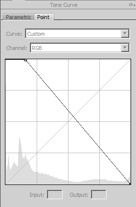 Here I have inverted the curve, and also brought the white point (which was the black point) in a bit from the left edge to increase the contrast.