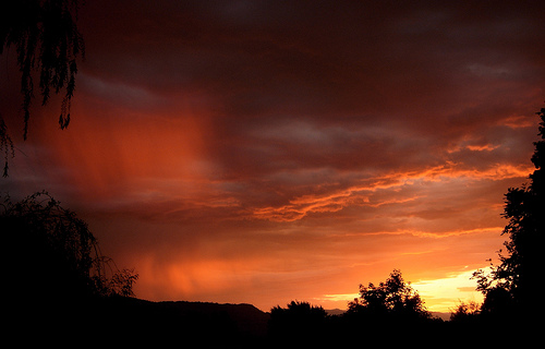 Rain clouds at sunset