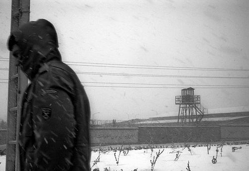 Power - black and white snowy scene