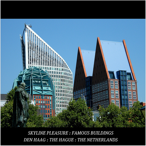 The Hague skyline, various shapes created by the buildings