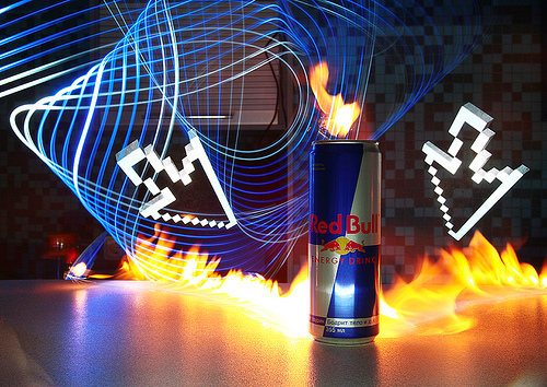 Can of Red Bull with light painting effects