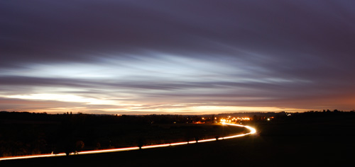 Long exposure photograph of light trails from cars