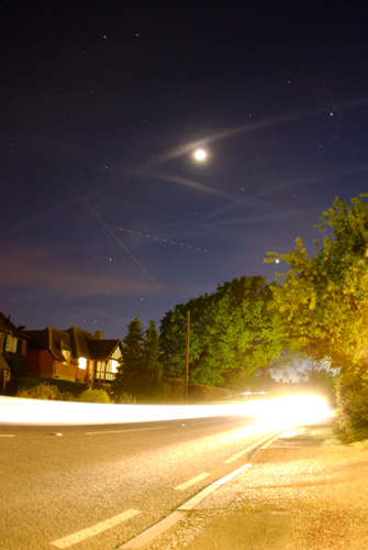 Low angle photograph of a light trail