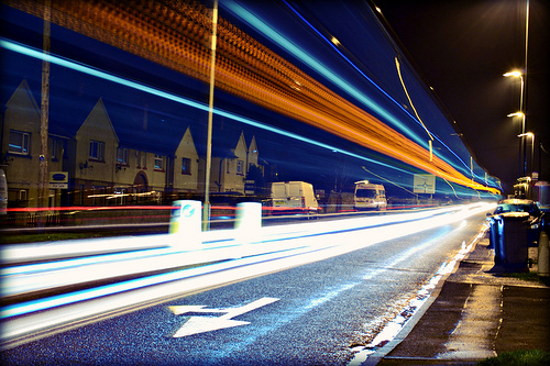 Light streaks left by tall vehicles