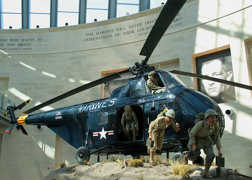 Helicopter diorama photo taken at the Marine Corps Museum