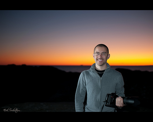 Sunset portrait photo lit using flash
