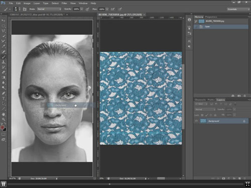 Dragging the texture onto the portrait image