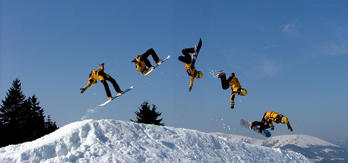 Snowboard jump sequence - example of continuous shooting drive mode usage