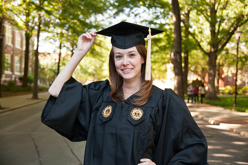 Graduation portrait, wearing mortarboard hat