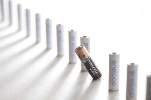 Photo of batteries taken using a camera with a large image sensor