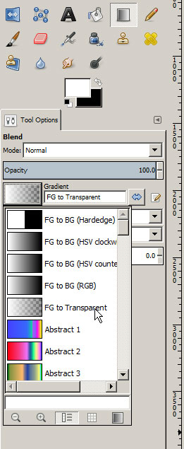 Gradient tool options in GIMP
