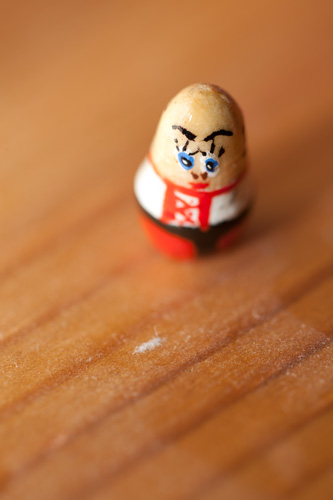 Image of a small wooden doll taken with a DSLR that has an full frame 35mm size image sensor. The magnification ratio the image was captured at was 1:1.