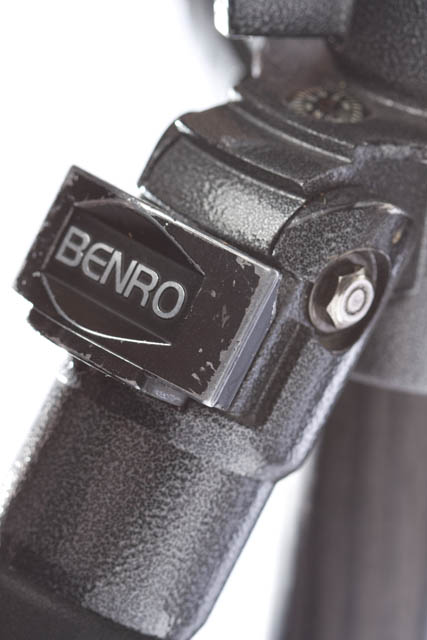 Close-up of a tripod's pull-out leg angle lock