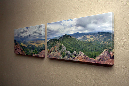 Panoramic photo printed over two canvases and displayed on a wall