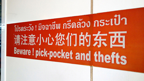 Beware! pick-pocket and thefts, Bangkok