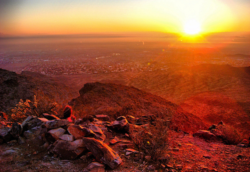 Mountain Sunrise showing the warm light and texture brought out by the low sun