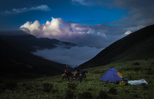 First Morning Light - Camping in a tent up a mountain