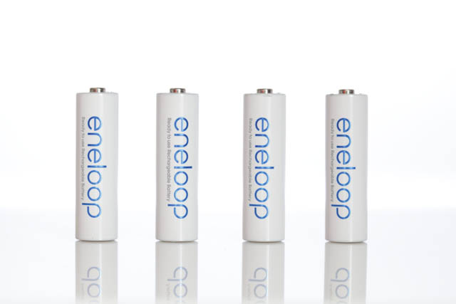Photo of white batteries with a white background. The batteries were positioned some distance away from the background, which has minimized light spill round the edges of the batteries caused by light reflecting from the background.