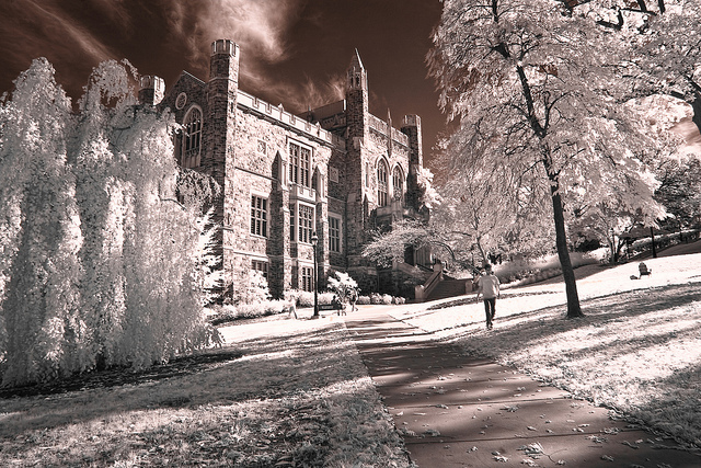 Infrared photograph of the Linderman Library, Lehigh University