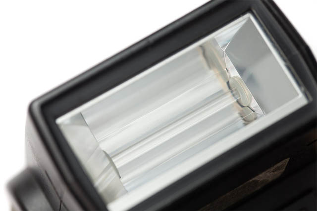 Flash tube recessed inside a speedlight flash