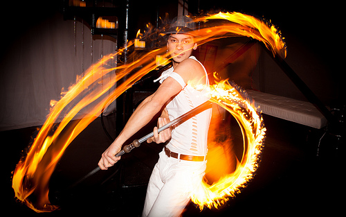 Fire Dancer photographed using rear curtain sync flash