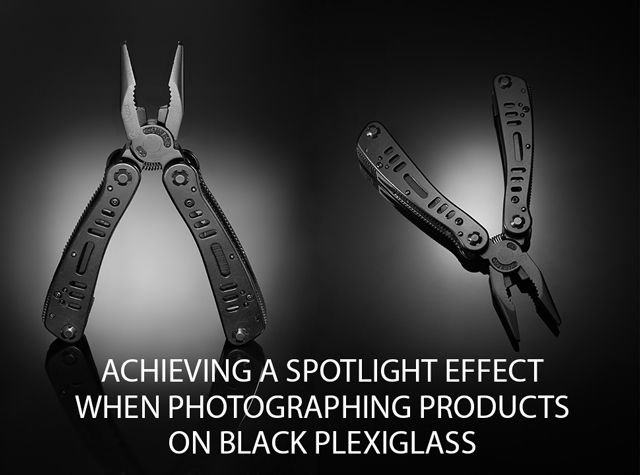 Achieving a spotlight effect when photographing products on black plexiglass