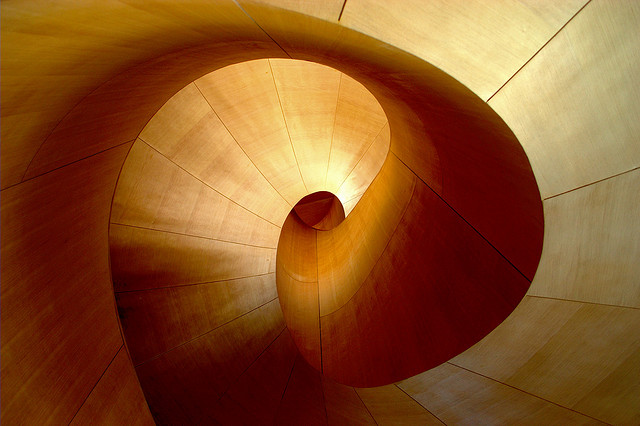 Golden Spiral abstract photo of a staircase in the Art Gallery of Ontario, processed using UFRaw