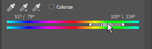 Changing the range of hues that the adjustment will affect