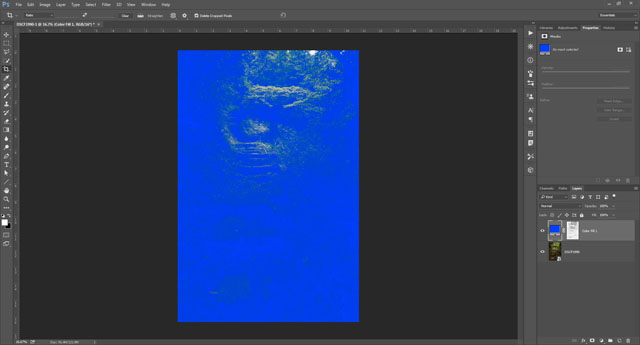 Blue color layer added with layer mask in Photoshop CC