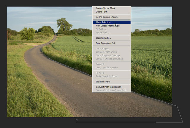 Making a selection from a path in Photoshop CC
