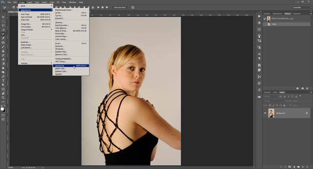 Desaturating the image in Photoshop