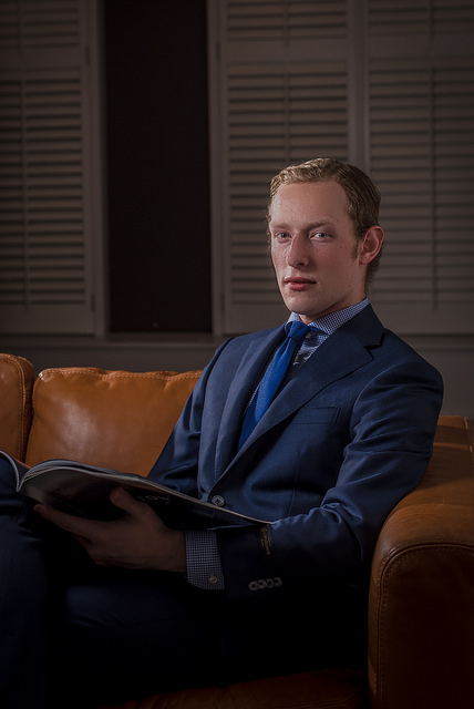 Portrait lit using two off-camera speedlights with diffusion and a reflector. Speedlights triggered using CLS, TTL exposure with flash exposure compensation.