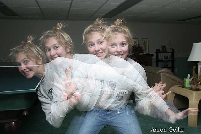 Stroboscopic flash moving portrait