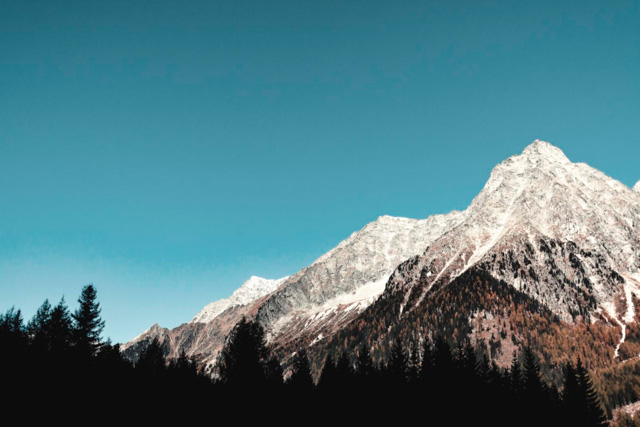 Snowy mountain peaks